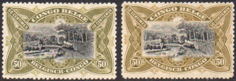 Belgian Congo Belge 50c Mols train on bridge